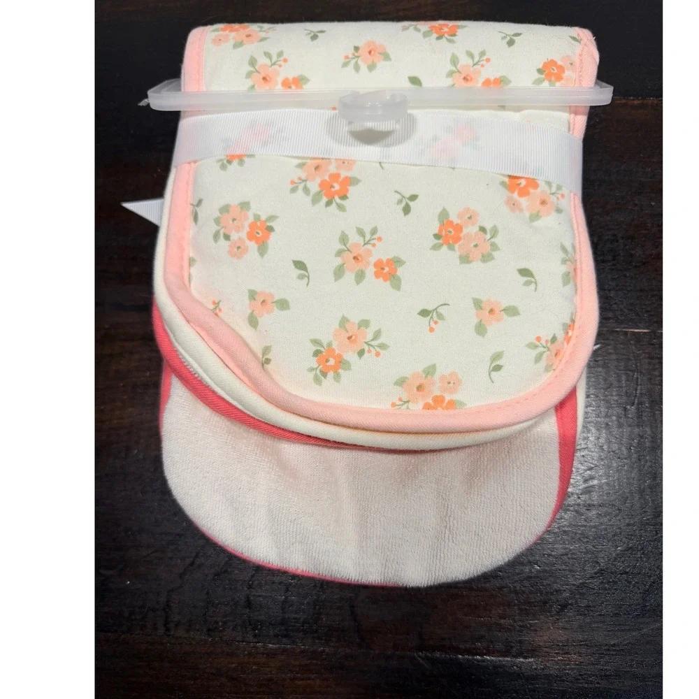 Millie & Myles 3 Pack Baby Bibs Burp Cloths Floral‎ Pink Polka Dot